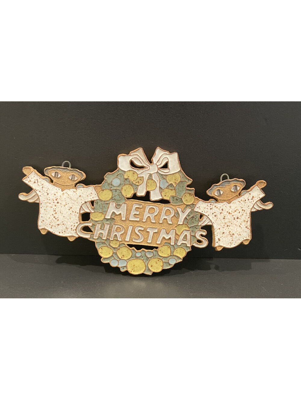 St Andrew Abbey Decor Tile Merry Christmas Ornament Ceramic Angels Wreath USA